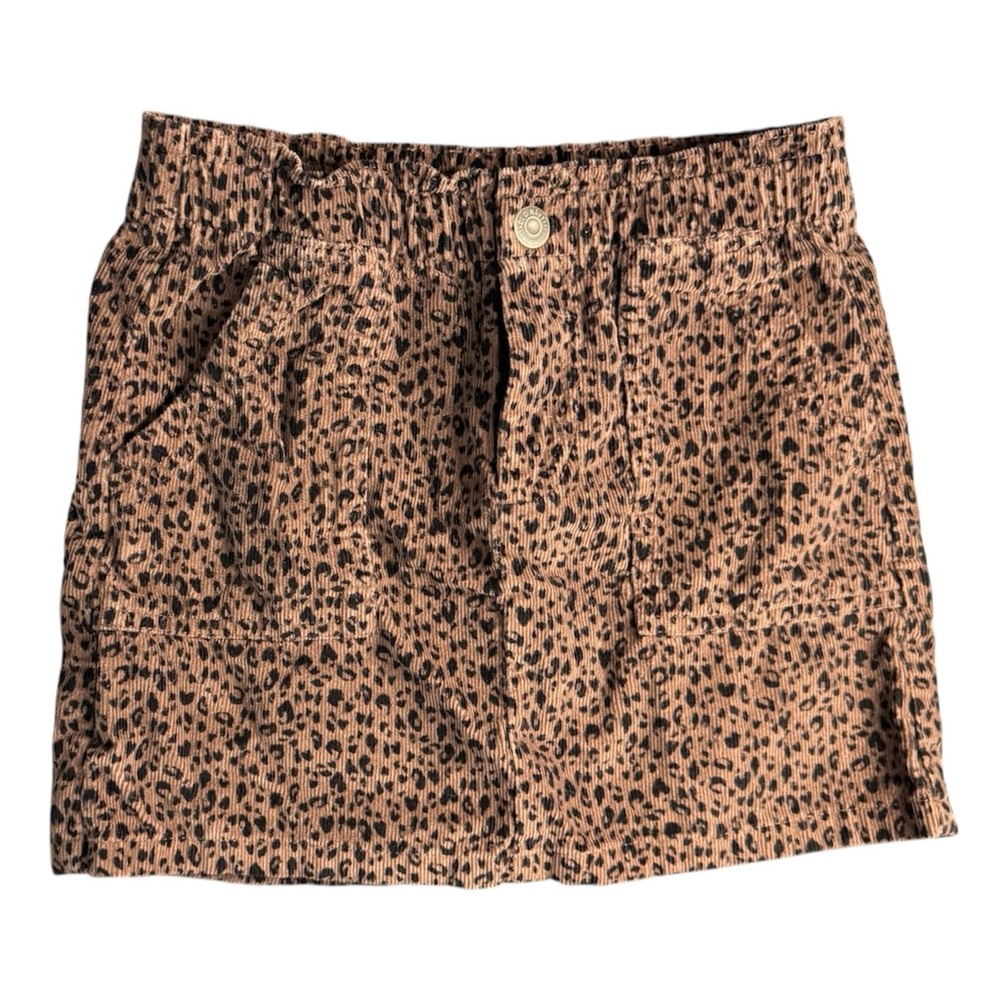 Old Navy | Brown and Black Leopard Print Corduroy Skirt, Girls Size Small (6-7)